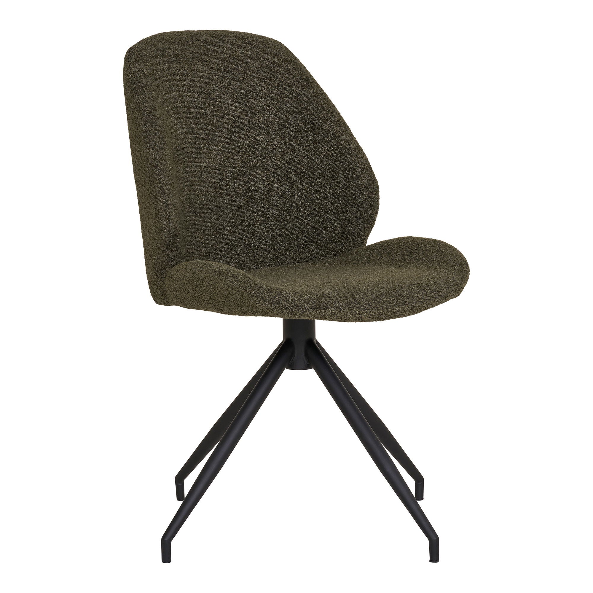 Monte Carlo Dining Chair - Dining Chair with swivel, bouclé, green, black legs, HN1241